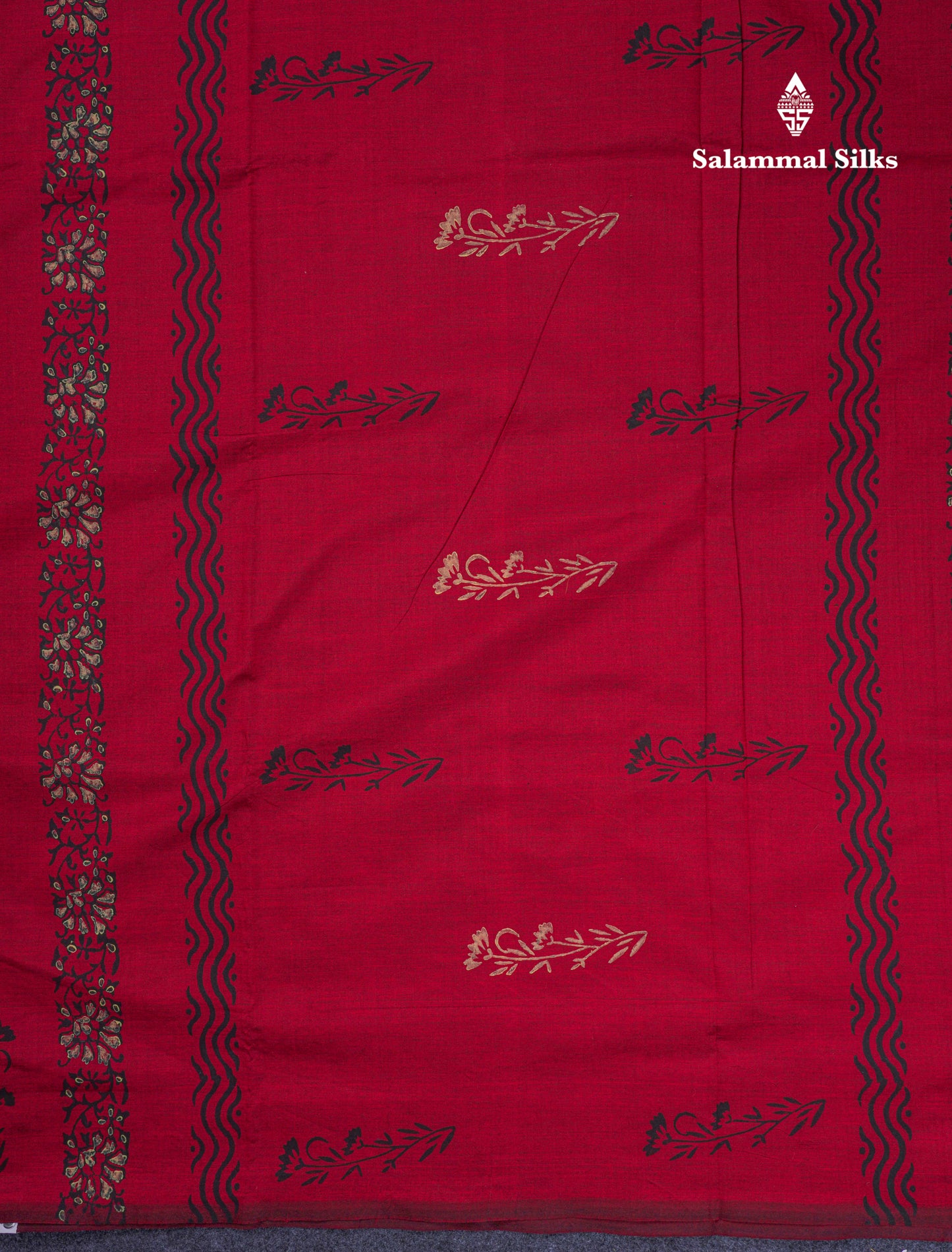 Beautiful Dark Maroon South Cotton Printed Saree With Contrast Sandal Blouse