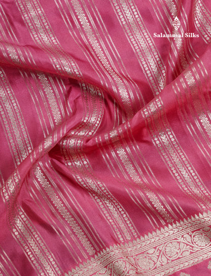 Beautiful Pink Shade Russian Silk Saree With Fancy Self Border