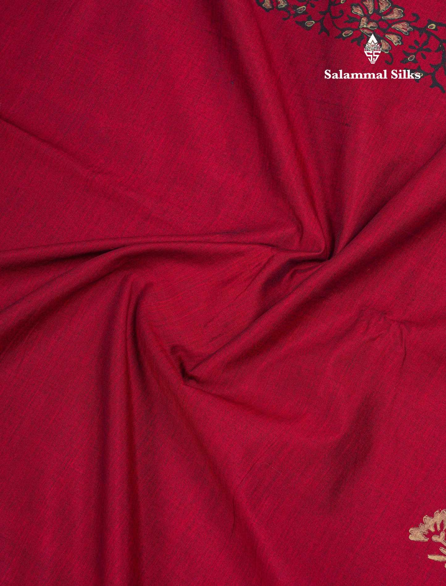 Beautiful Dark Maroon South Cotton Printed Saree With Contrast Sandal Blouse
