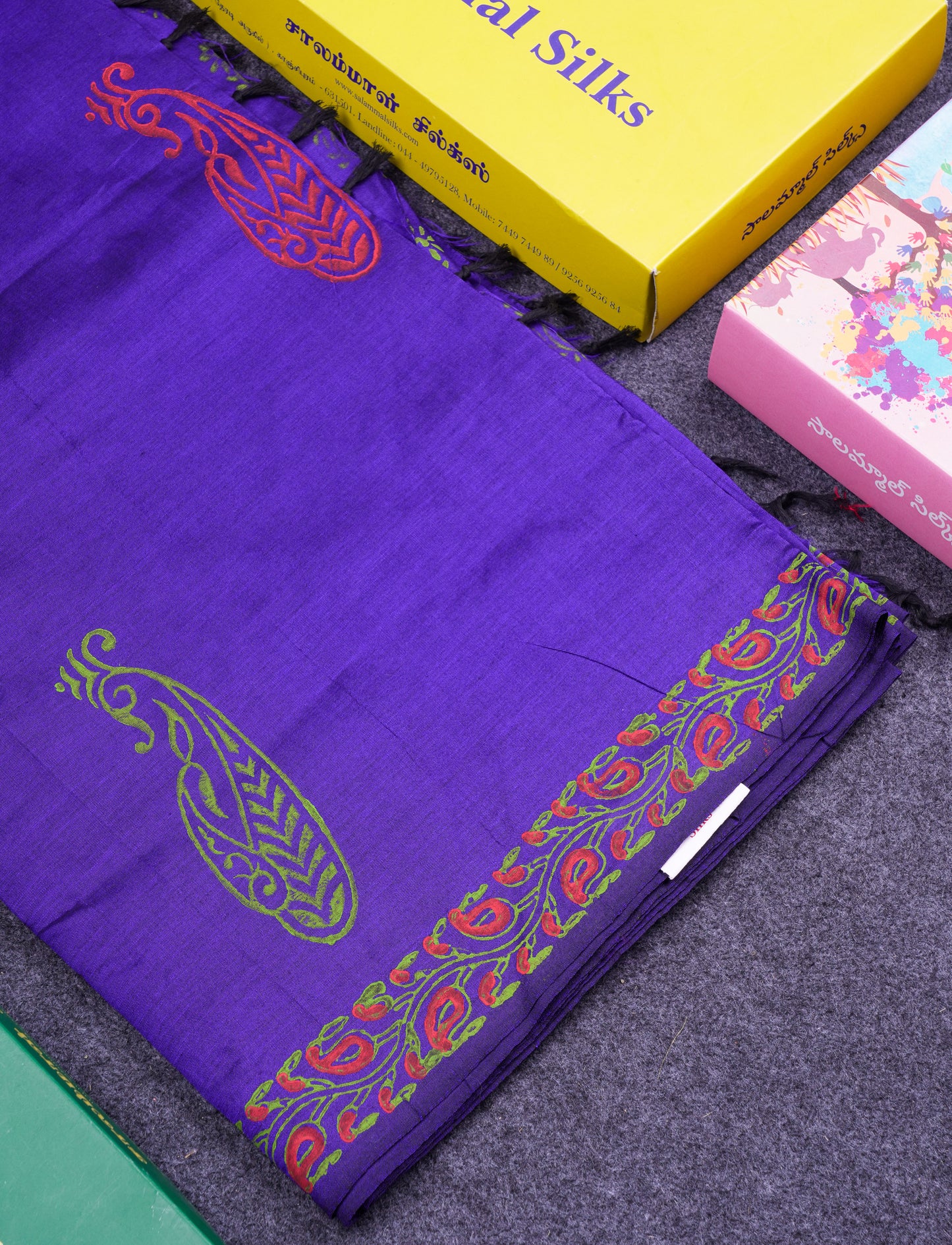 Beautiful Purple South Cotton Printed Saree With Contrast Cream White Blouse