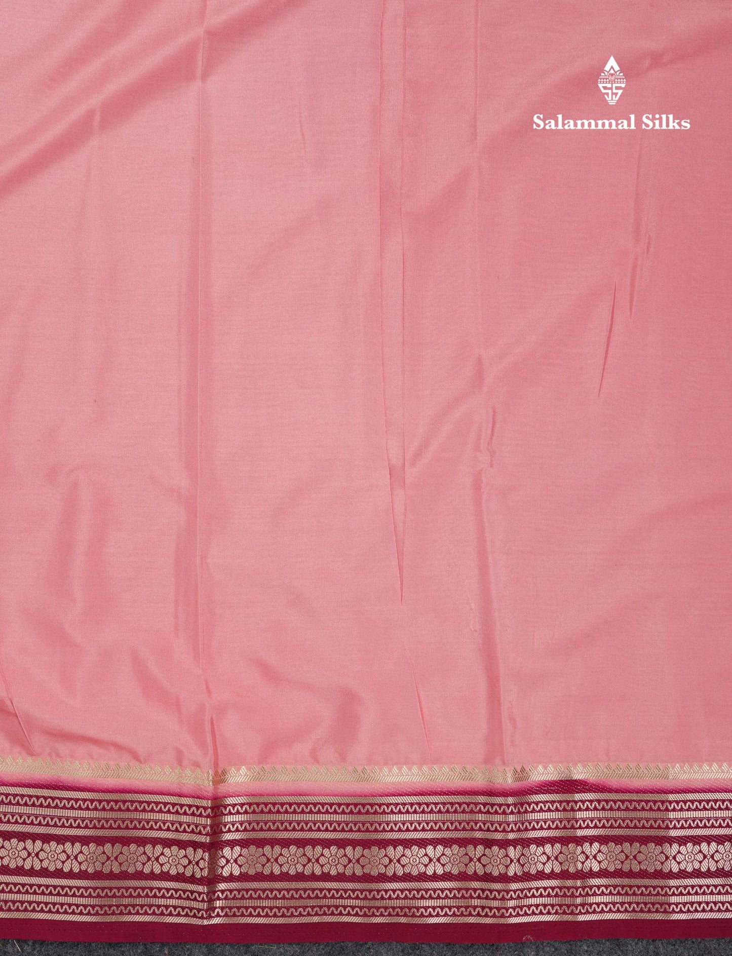 Beautiful Navy Blue Plain Semi Mysore Silk Saree With Contrast Pink Traditional Border