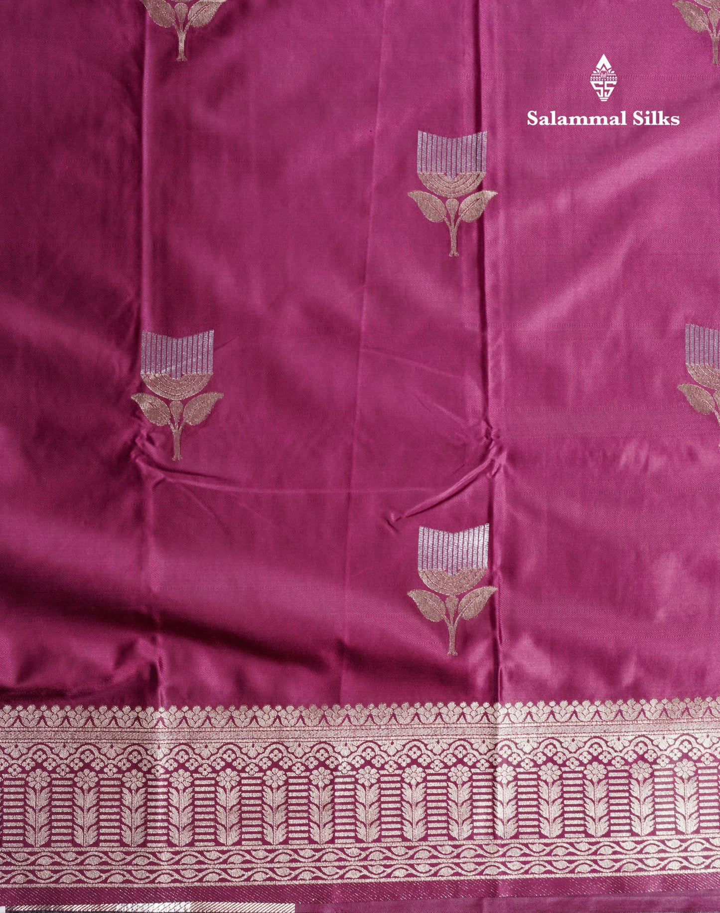 Beautiful Magenta Russian Silk Saree With Fancy Self Border
