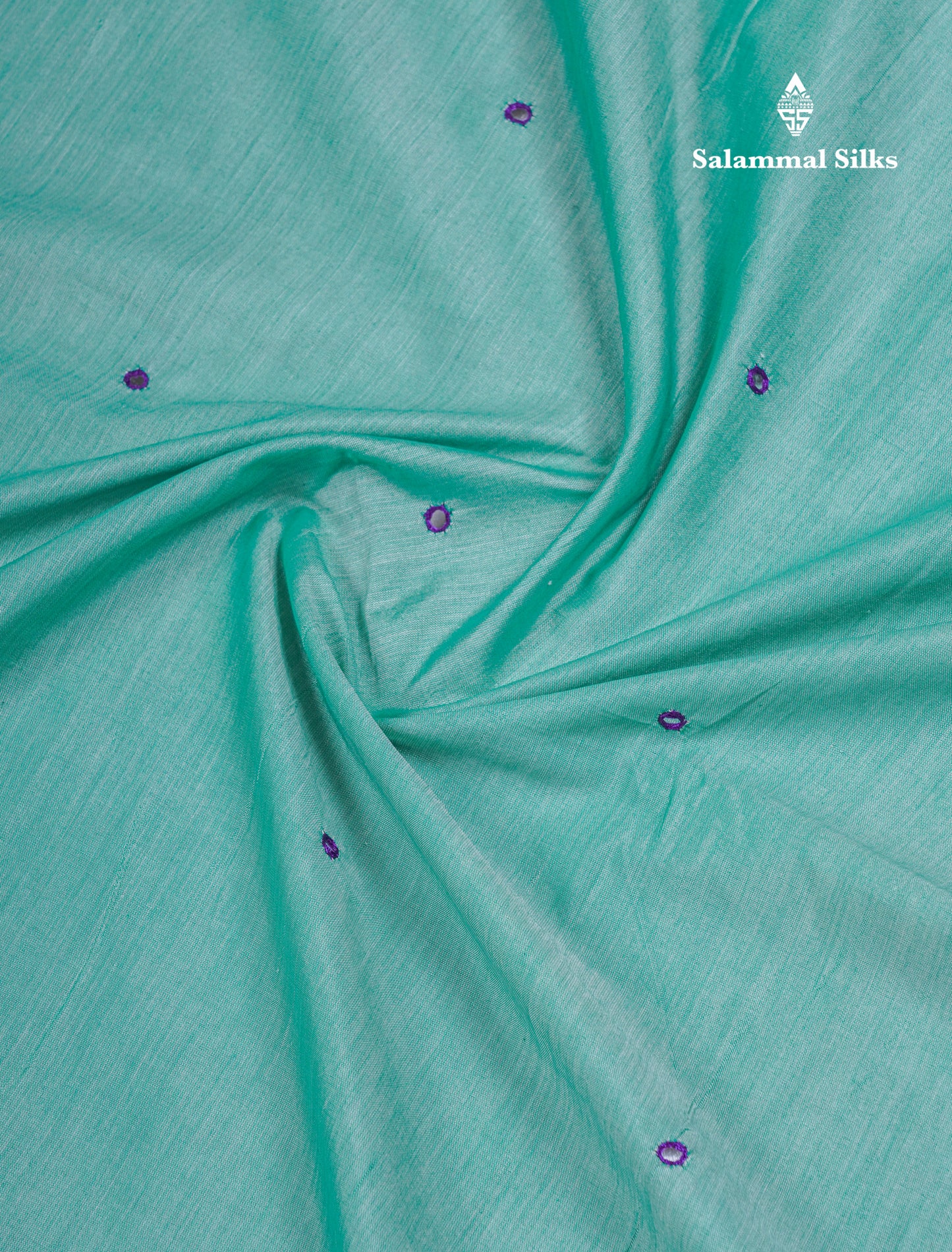 Beautiful Peacock Green Mirror Work South Cotton Printed Saree With Contrast Orange Blouse