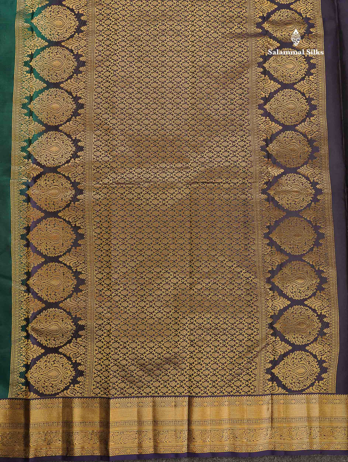 Pure Kanjivaram Silk Saree - Teal Blue Colour Body With Dark Navy Blue Border