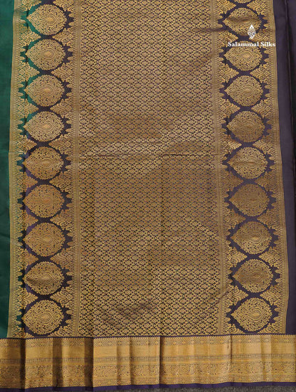 Pure Kanjivaram Silk Saree - Teal Blue Colour Body With Dark Navy Blue Border