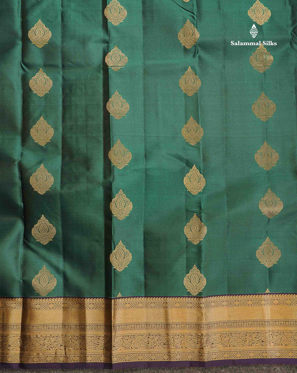 Pure Kanjivaram Silk Saree - Teal Blue Colour Body With Dark Navy Blue Border