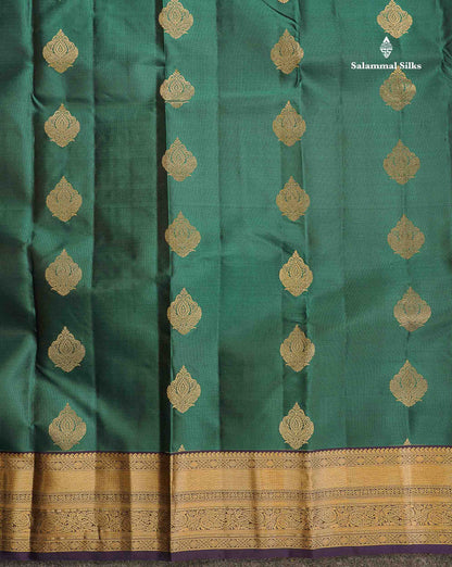 Pure Kanjivaram Silk Saree - Teal Blue Colour Body With Dark Navy Blue Border