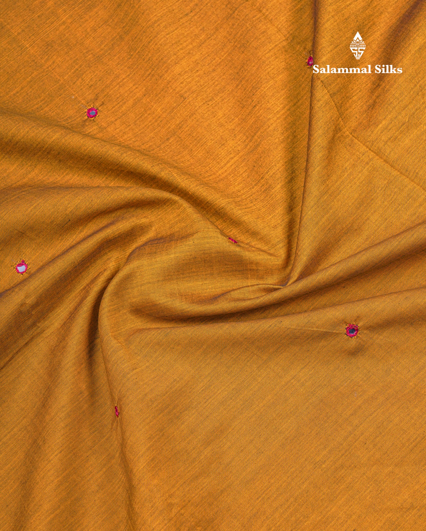 Beautiful Olive Mustard Yellow Mirror Work South Cotton Printed Saree With Contrast Maroon Blouse