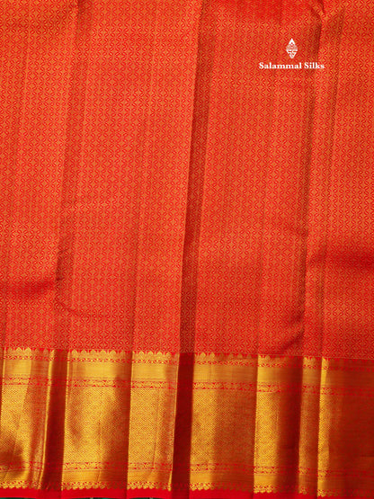 Chilly Red Bridal Pure Kanjivaram Silk Saree With Self Border