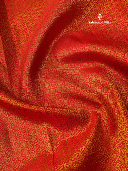 Chilly Red Bridal Pure Kanjivaram Silk Saree With Self Border