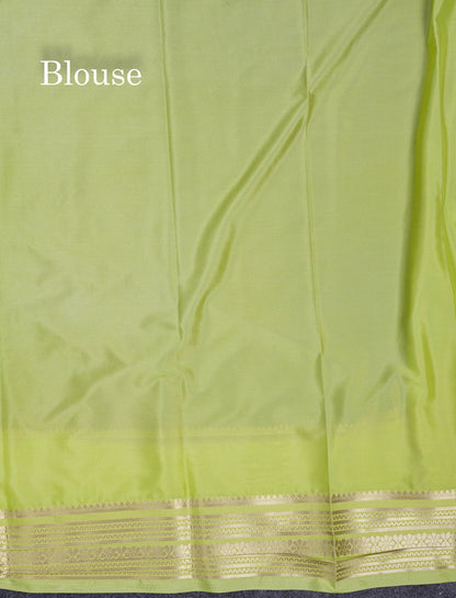 Beautiful Navy Blue Plain Semi Mysore Silk Saree With Contrast Pink Traditional Border