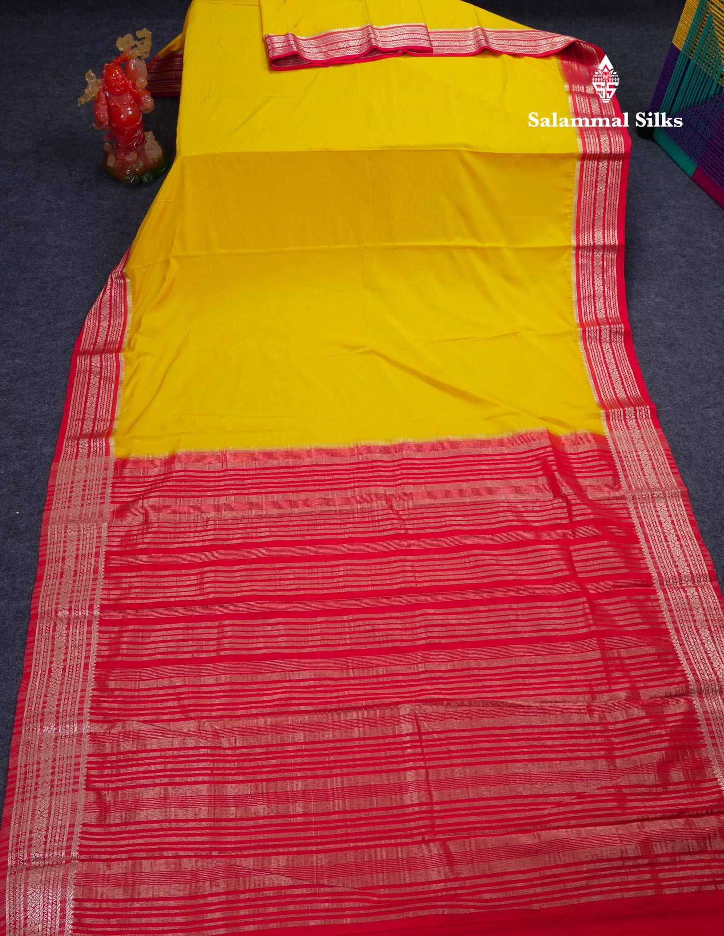 Beautiful Navy Blue Plain Semi Mysore Silk Saree With Contrast Pink Traditional Border