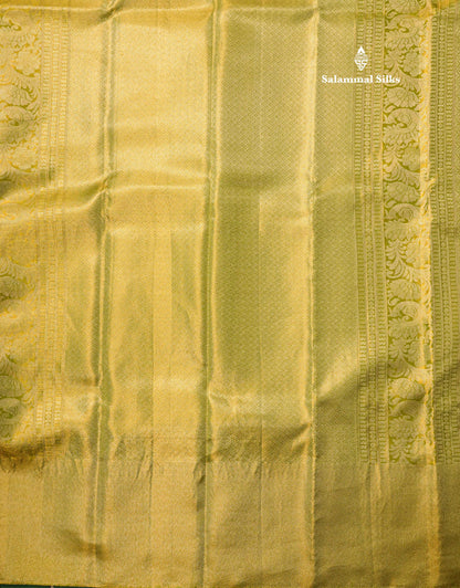 Light Elaichi Green Bridal Pure Kanjivaram Silk Saree With Contrast Light Green Blouse