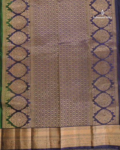 Pure Kanjivaram Silk Saree - Teal Blue Colour Body With Dark Navy Blue Border