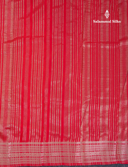 Beautiful Navy Blue Plain Semi Mysore Silk Saree With Contrast Pink Traditional Border