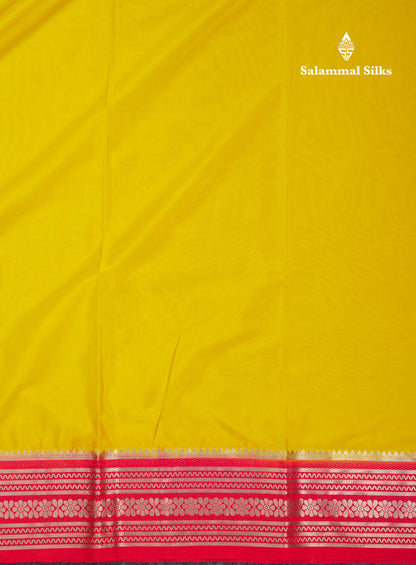Beautiful Navy Blue Plain Semi Mysore Silk Saree With Contrast Pink Traditional Border
