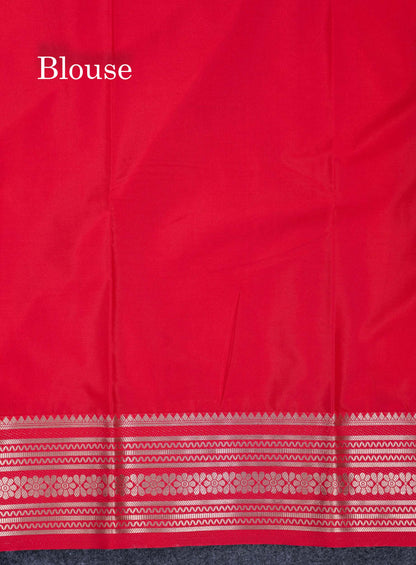 Beautiful Navy Blue Plain Semi Mysore Silk Saree With Contrast Pink Traditional Border