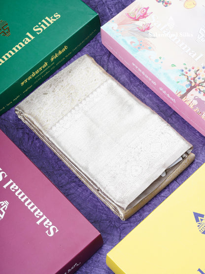 Light Lavender Tissue Bridal Pure Kanjivaram Silk Saree With Blouse