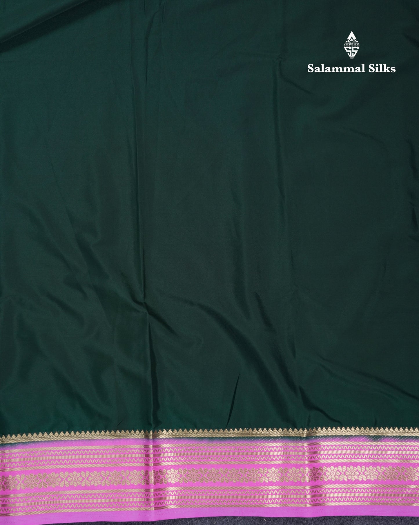 Beautiful Navy Blue Plain Semi Mysore Silk Saree With Contrast Pink Traditional Border