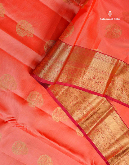 Pure Kanjivaram Silk Saree - Dual Tone Peacock Blue Colour Body With Traditional Border