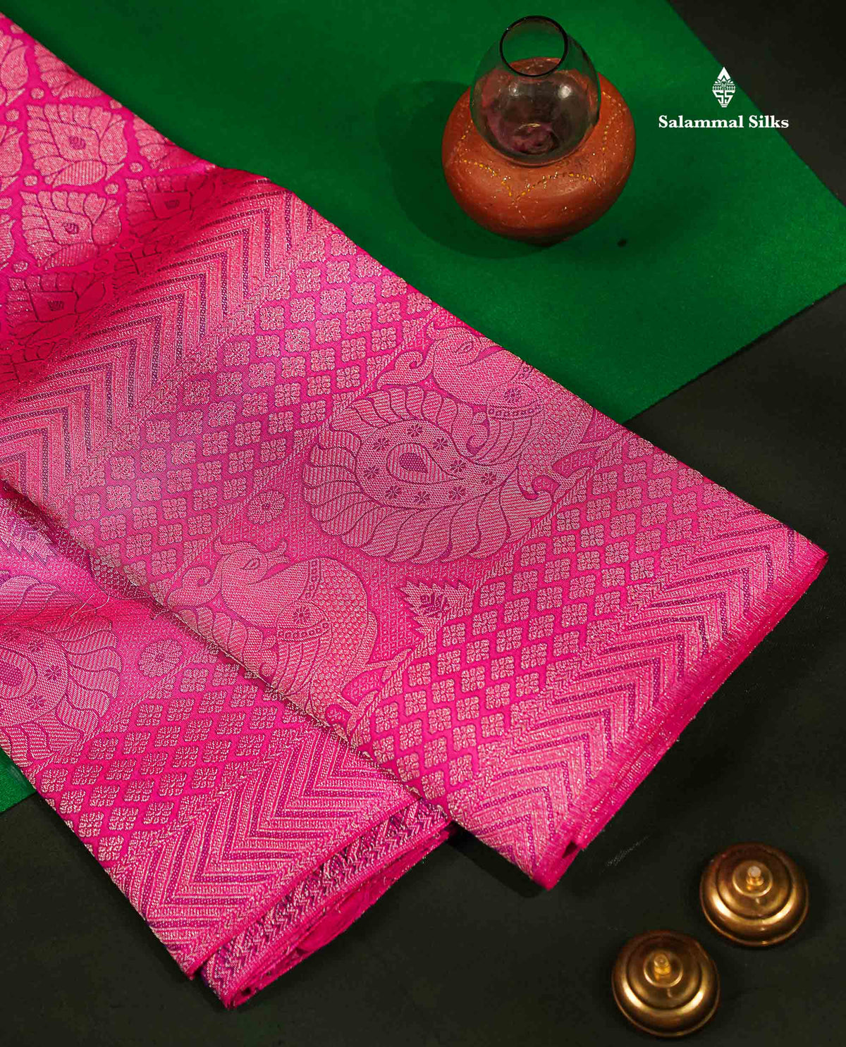 Beautiful Light Pink Bridal Pure Kanjivaram Silk Saree With Traditional Evening Morning Border