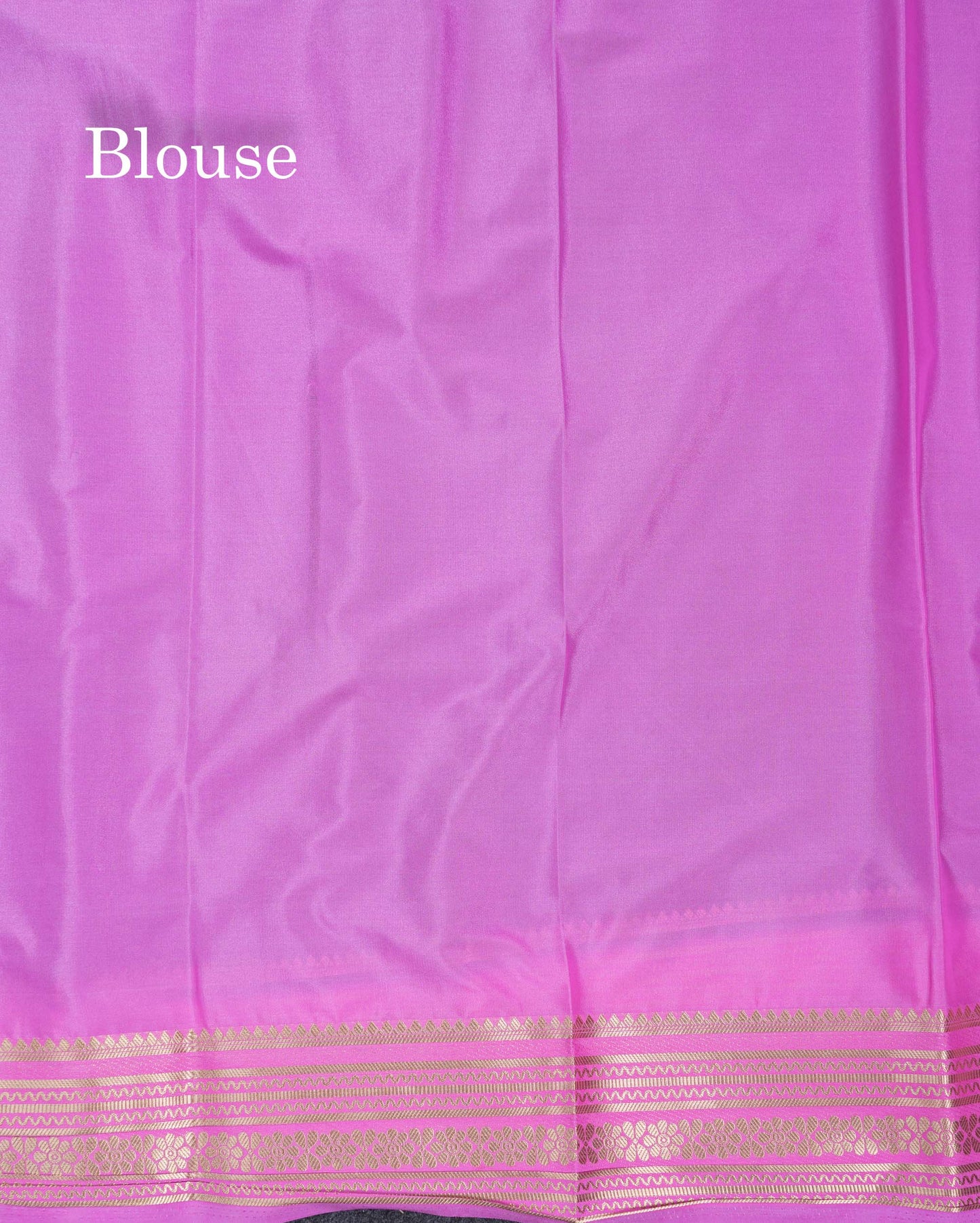 Beautiful Navy Blue Plain Semi Mysore Silk Saree With Contrast Pink Traditional Border