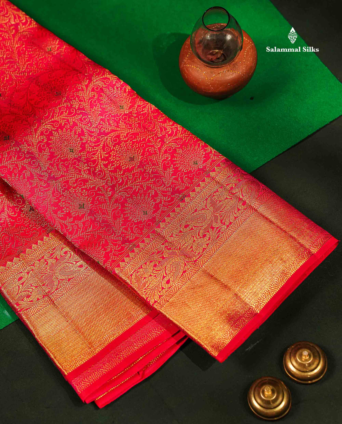 Beautiful Dual Tone Pink Menakari Work Bridal Pure Kanjivaram Silk Saree With Traditional Border
