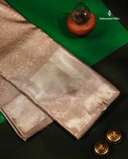 Beautiful Chocolate Bridal Pure Kanjivaram Silk Saree With Traditional Evening Morning Border