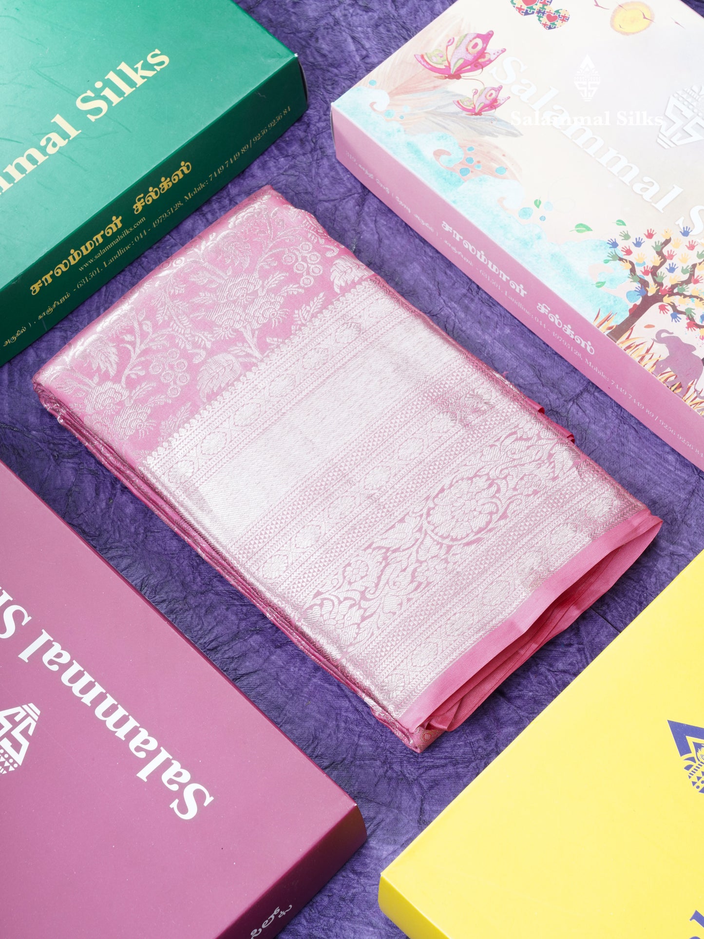 Light Pink Grand Beautiful Bridal Pure Kanjivaram Silk Saree With Silver Zari Evening Morning Border