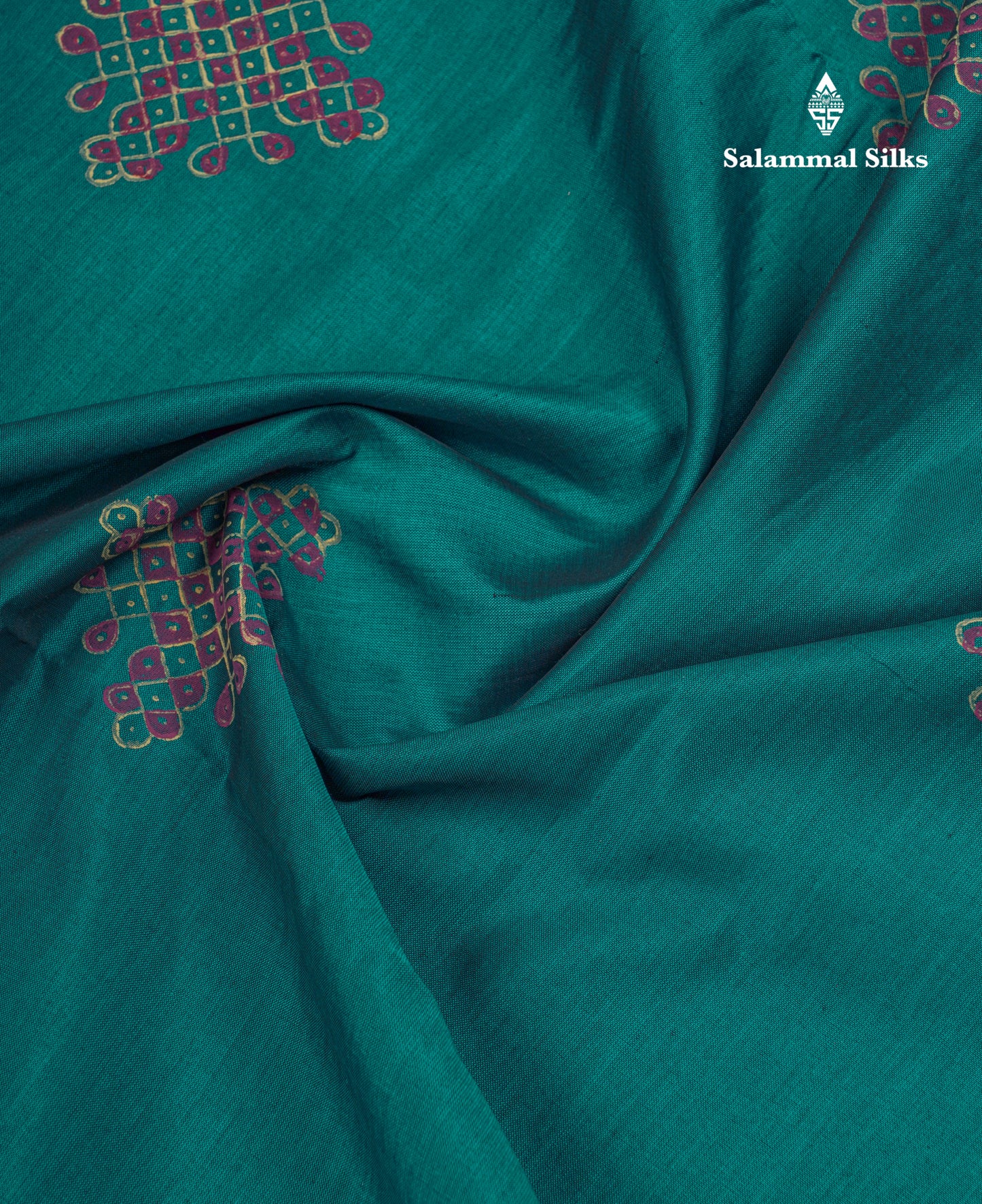 Beautiful Peacock Green South Cotton Printed Saree With Contrast Half White Blouse