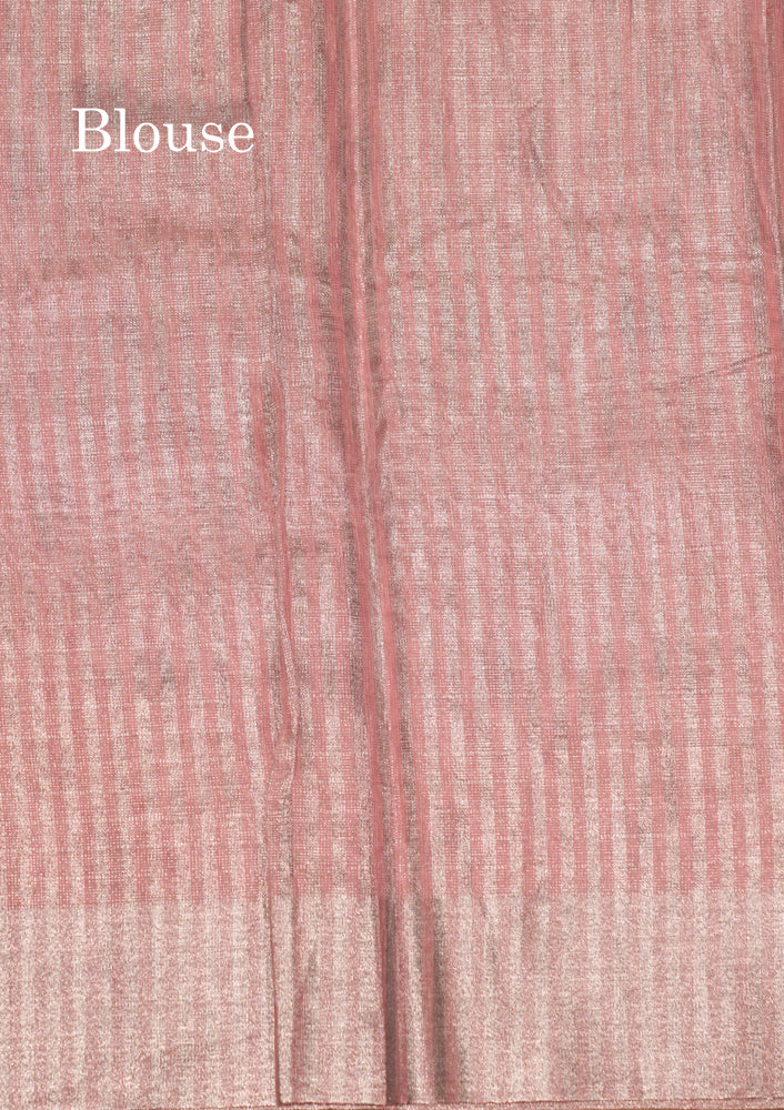 Baby Pink Colour Tissue Kota Cotton Printed Saree With Tissue Border