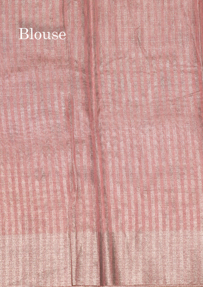 Baby Pink Colour Tissue Kota Cotton Printed Saree With Tissue Border