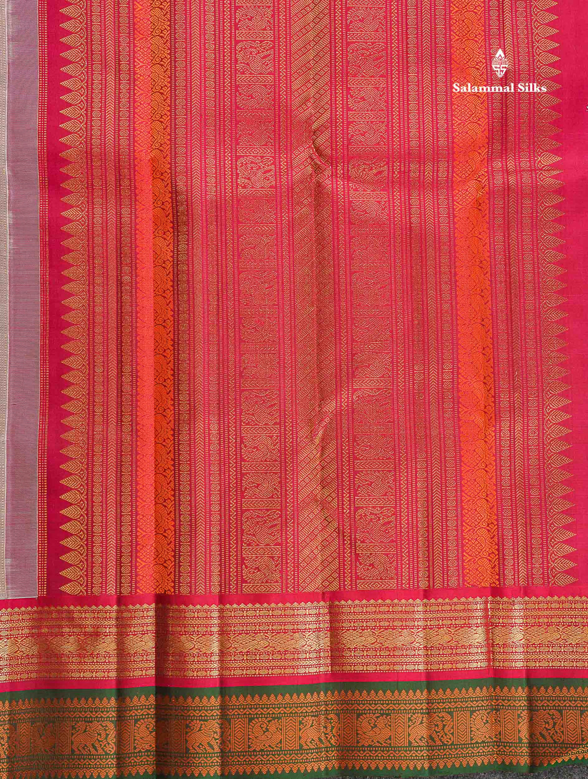 Korvai Pure Kanjivaram Silk Saree - Half White Colour Body With Traditional Zari & Thread Border