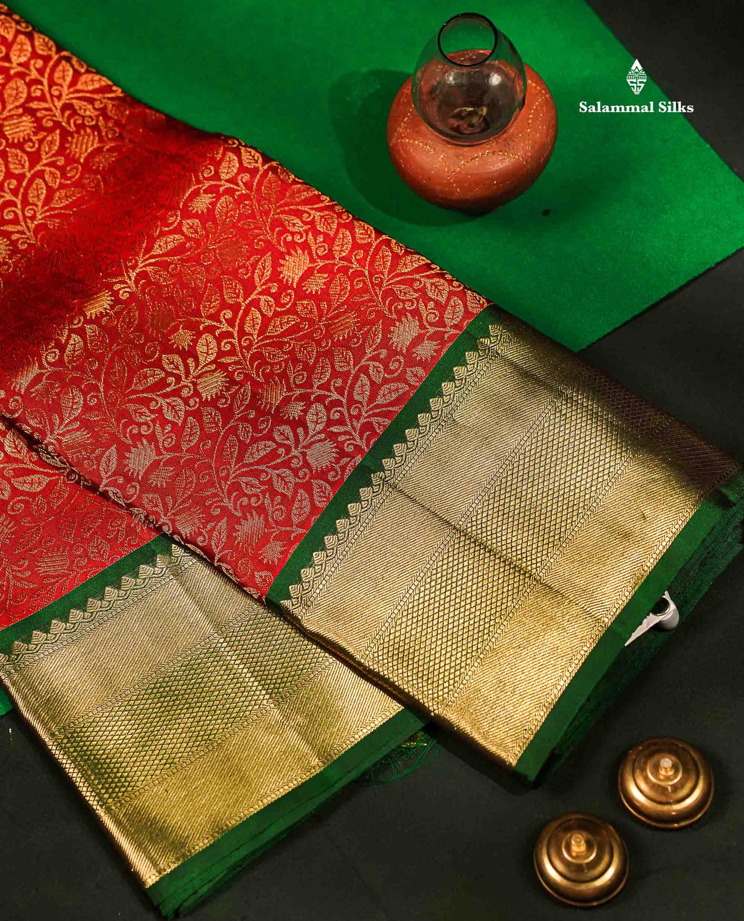 Maroon Grand Beautiful Bridal Pure Kanjivaram Silk Saree With Bottle Green Border