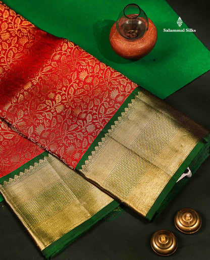 Maroon Grand Beautiful Bridal Pure Kanjivaram Silk Saree With Bottle Green Border