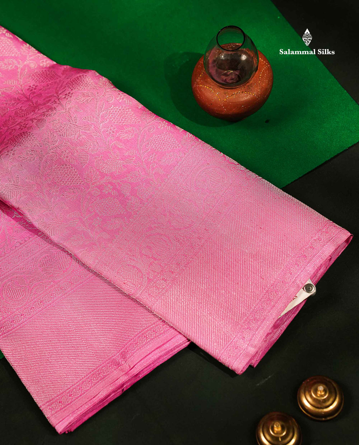 Beautiful Pink Bridal Pure Kanjivaram Silk Saree With Traditional Border
