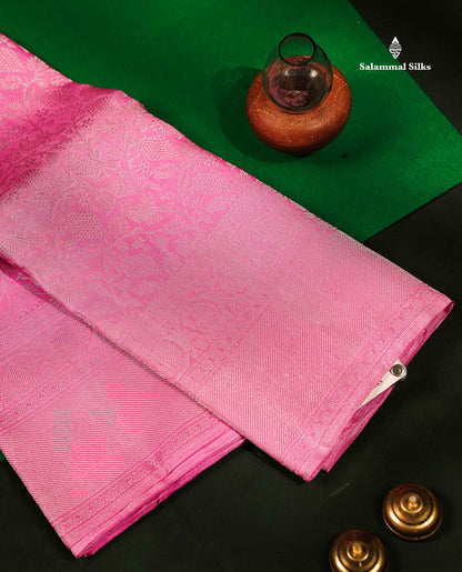 Beautiful Pink Bridal Pure Kanjivaram Silk Saree With Traditional Border