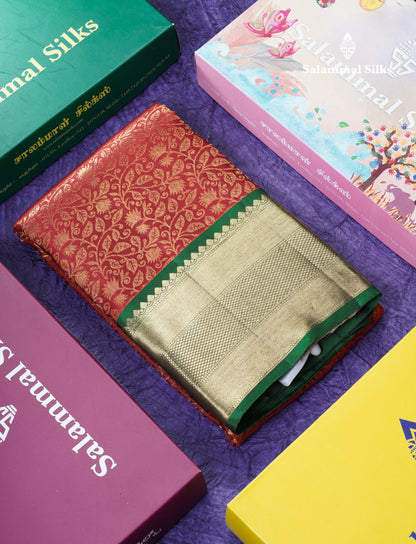 Maroon Grand Beautiful Bridal Pure Kanjivaram Silk Saree With Bottle Green Border