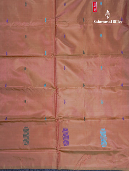 Magenta Thread work Buttas Banana Pinth Saree (Vaazhainaar Pattu) With Contrast Brown Blouse
