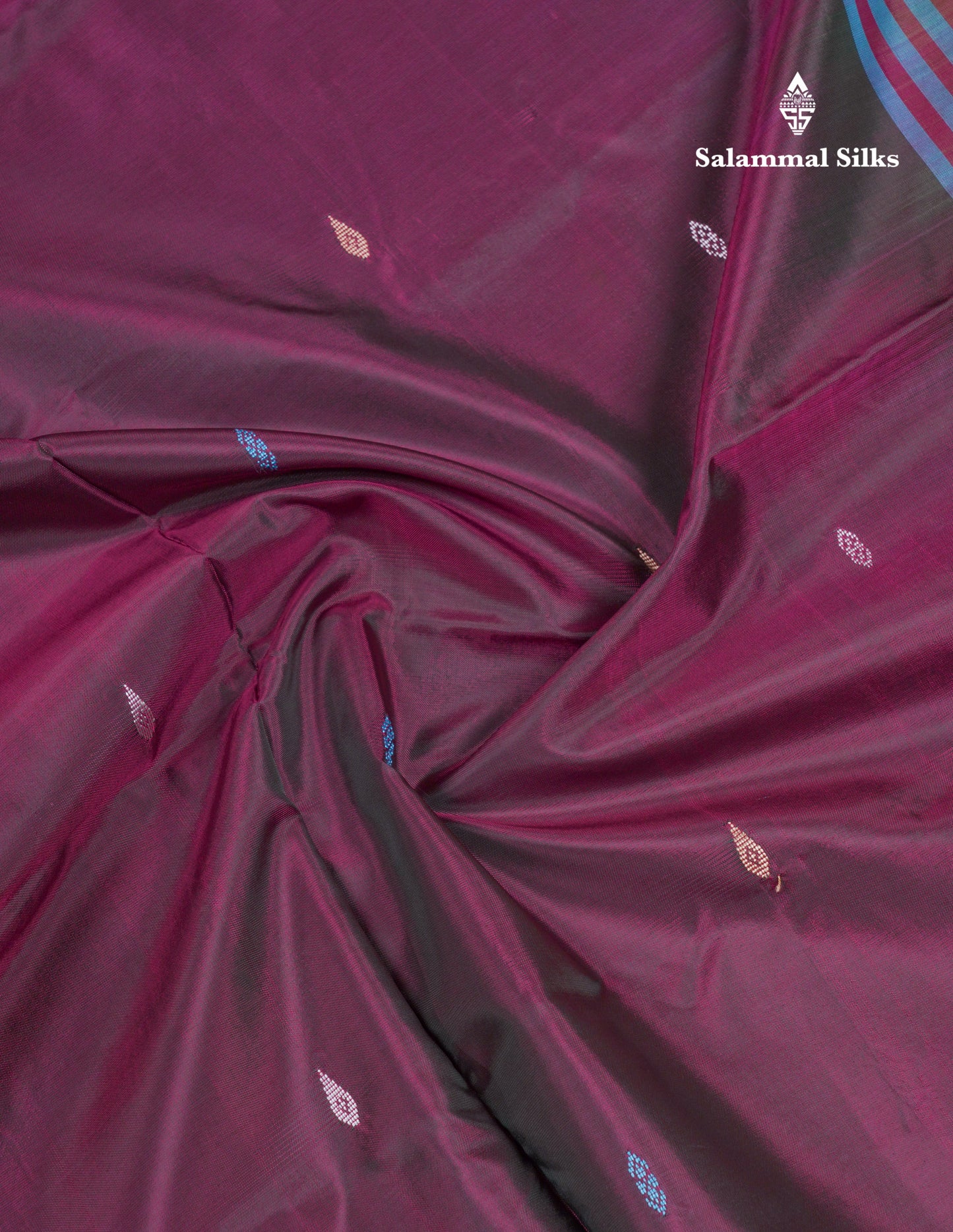 Magenta Thread work Buttas Banana Pinth Saree (Vaazhainaar Pattu) With Contrast Brown Blouse