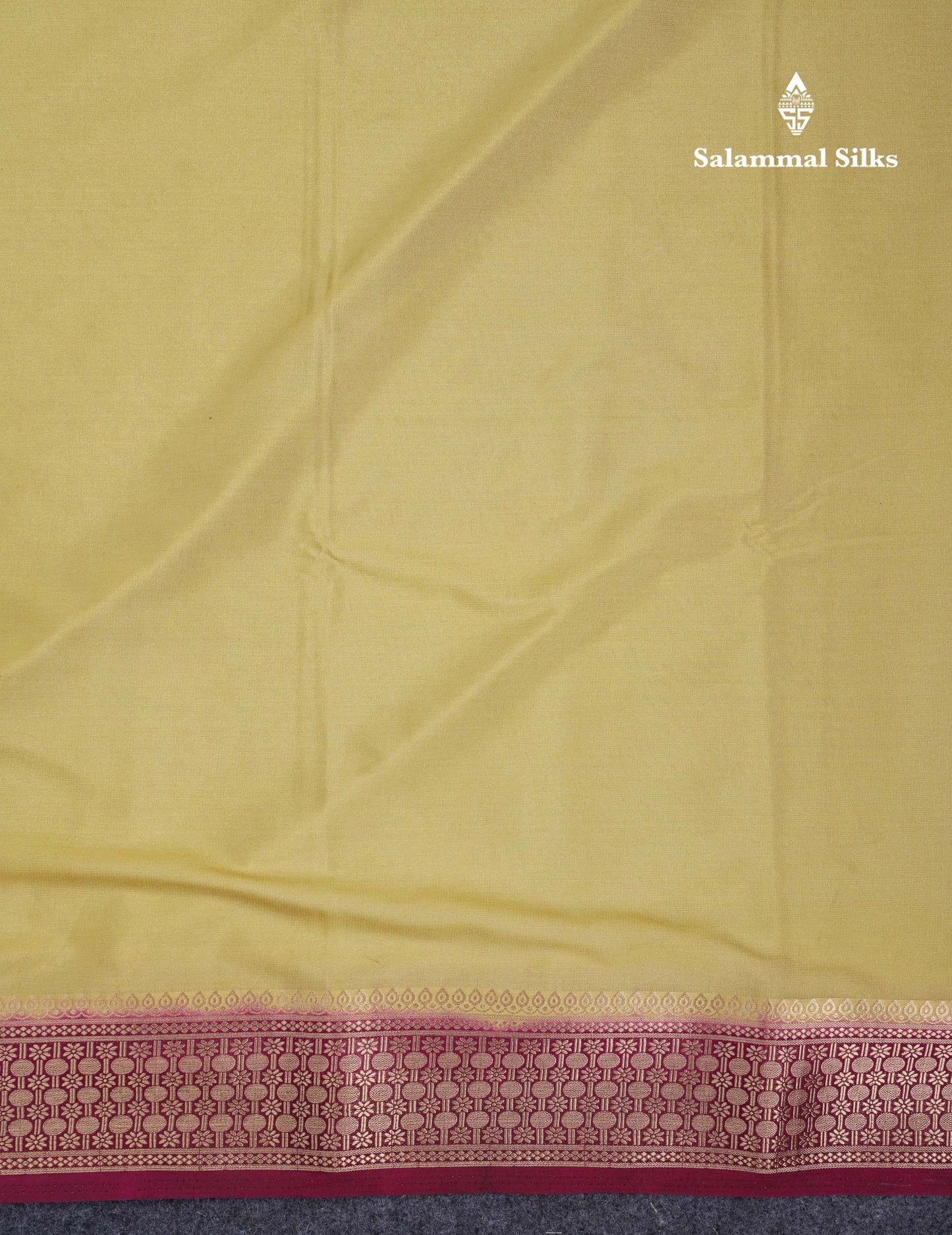 Beautiful Cream Sandal Plain Semi Mysore Silk Saree With Contrast Dark Maroon Traditional Border