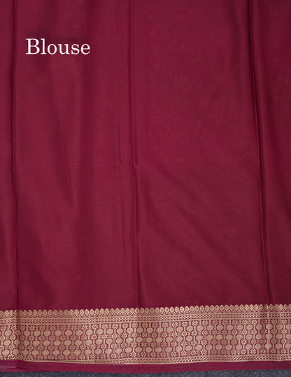 Beautiful Cream Sandal Plain Semi Mysore Silk Saree With Contrast Dark Maroon Traditional Border