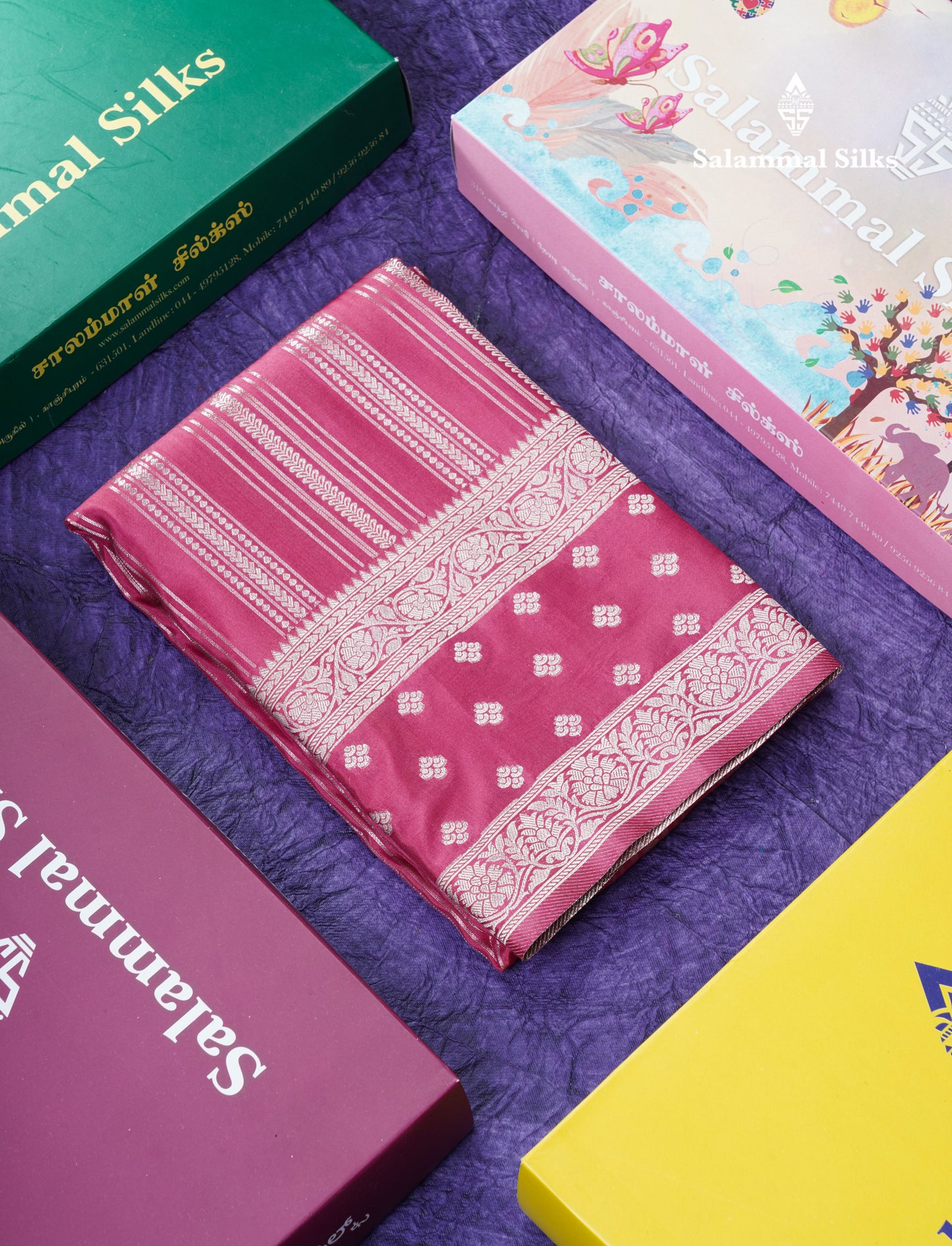 Beautiful Pink Shade Russian Silk Saree With Fancy Self Border