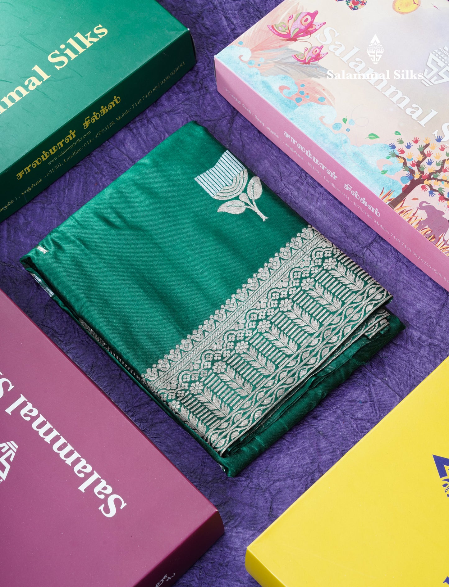 Beautiful Magenta Russian Silk Saree With Fancy Self Border