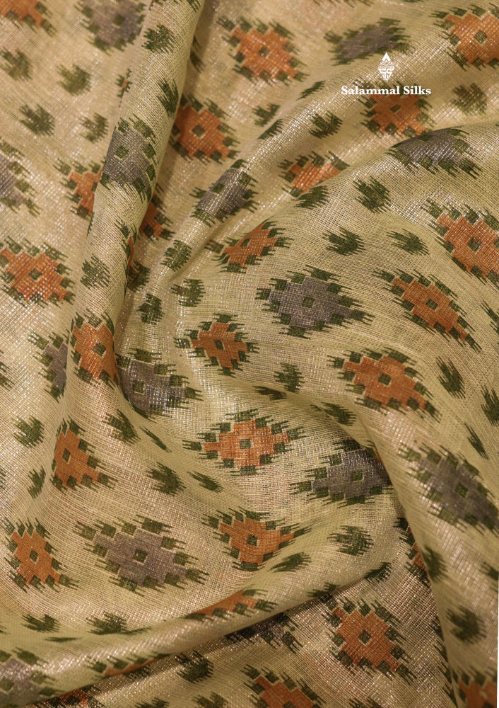 Baby Pink Colour Tissue Kota Cotton Printed Saree With Tissue Border