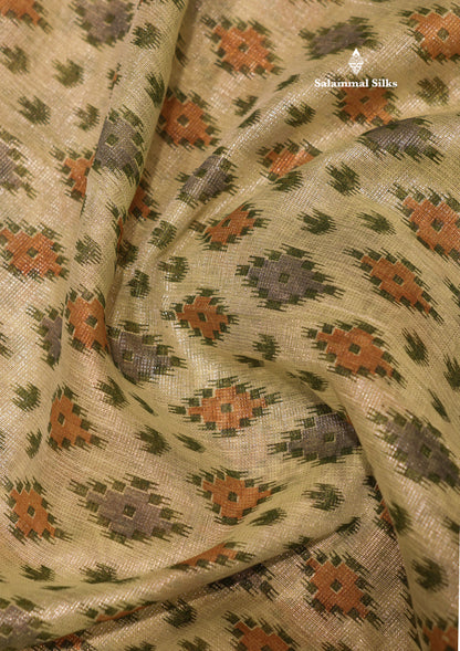 Baby Pink Colour Tissue Kota Cotton Printed Saree With Tissue Border