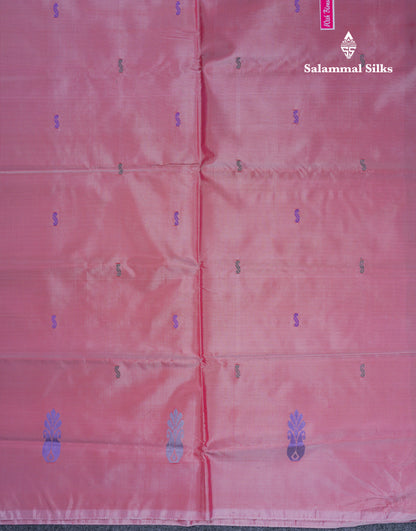 Rani Pink Thread work Buttas Banana Pinth Saree (Vaazhainaar Pattu) With Contrast Onion Pink Blouse