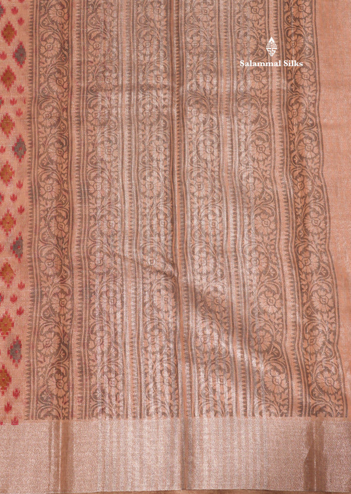 Baby Pink Colour Tissue Kota Cotton Printed Saree With Tissue Border