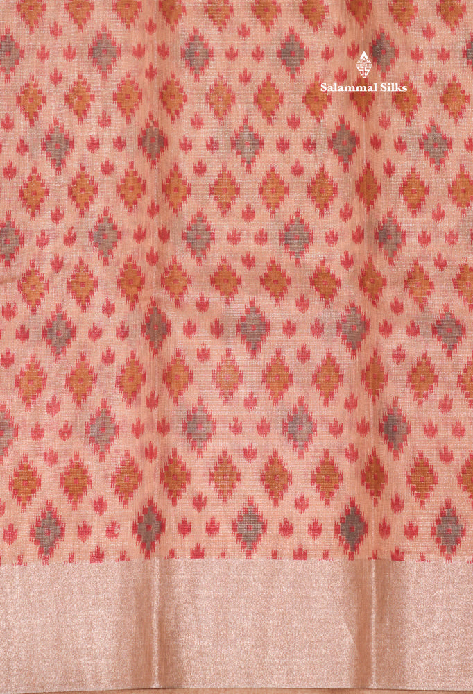 Baby Pink Colour Tissue Kota Cotton Printed Saree With Tissue Border
