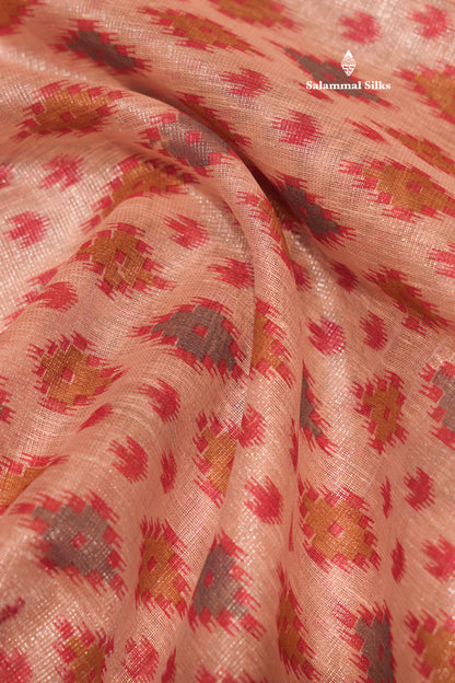 Baby Pink Colour Tissue Kota Cotton Printed Saree With Tissue Border